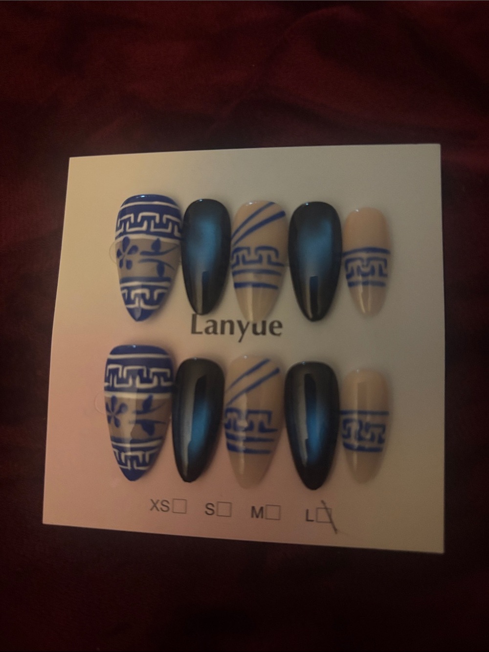 Blue and Nude Press-On Nail Set